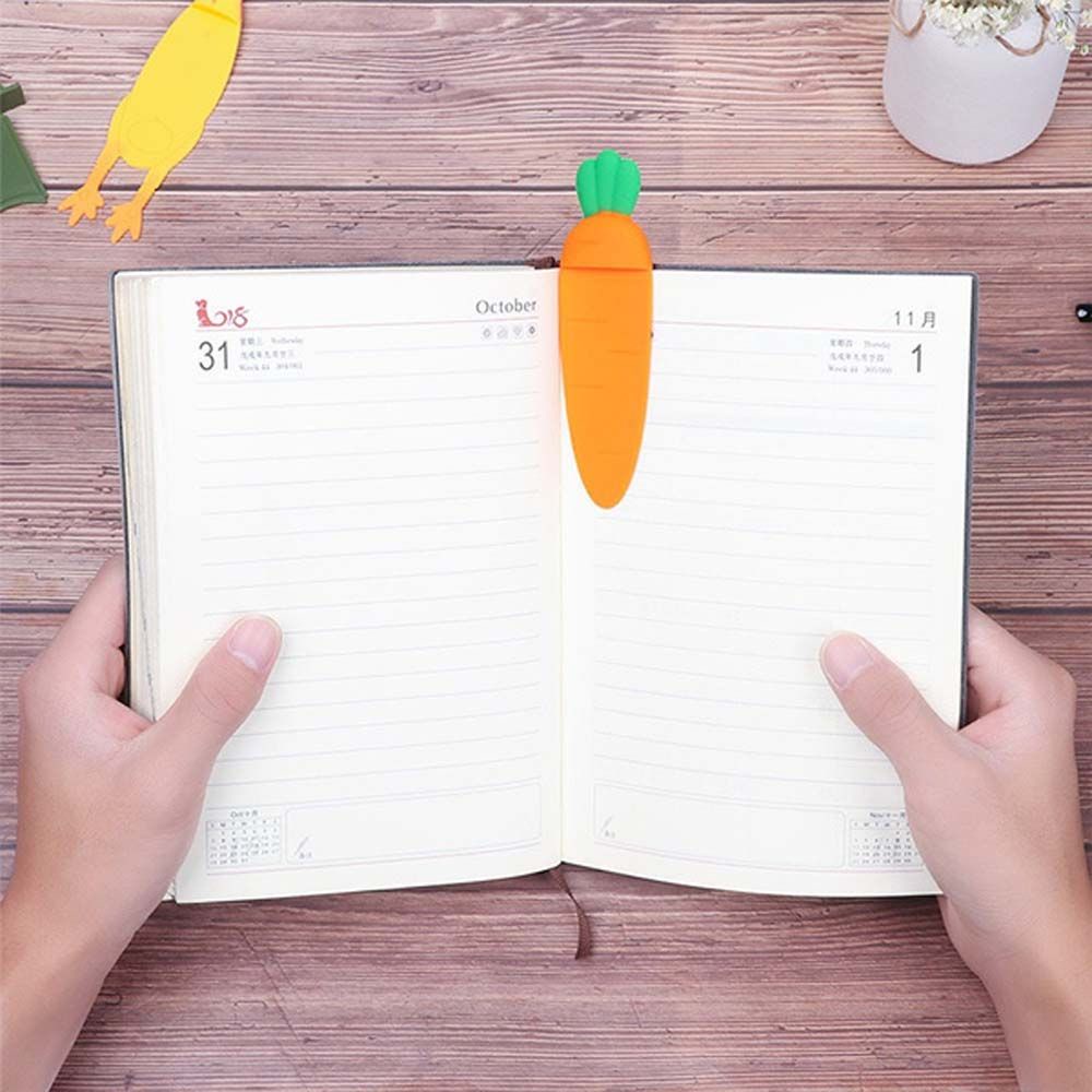 ELEGANT Creative 3D Stereo Book Marks Cute Office Stationery Carrot Bookmark Gift DIY Silicone Kawaii Cartoon Children School Supplies/Multicolor