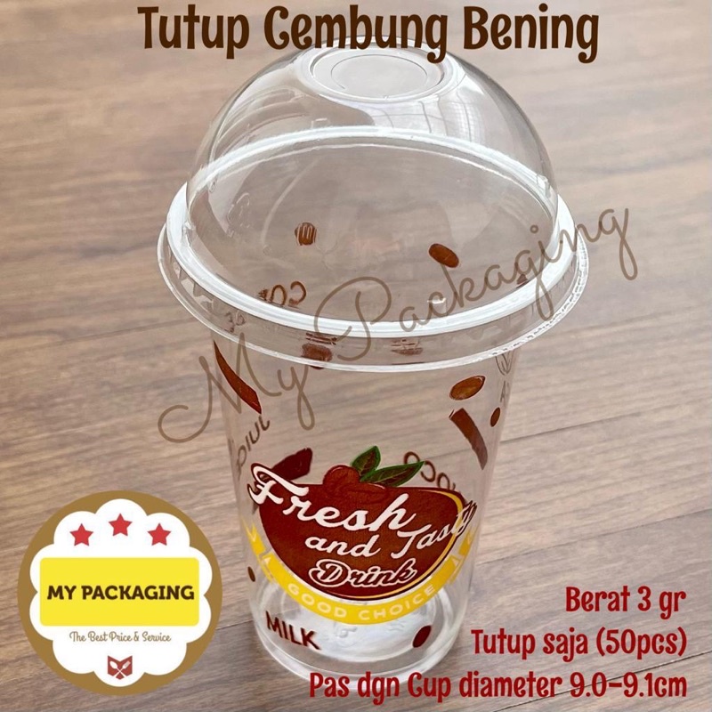 Gelas Cup Plastik 16oz PRINTING cetak FRESH AND TASTY - (isi 50pcs/pack) 16 oz TANPA TUTUP -- Cocok untuk Usaha Minuman Tea ThaiTea Juice Milk Choco Coffee kopi teh boba Pop ice jus es buah Bisa di press tanpa tutup