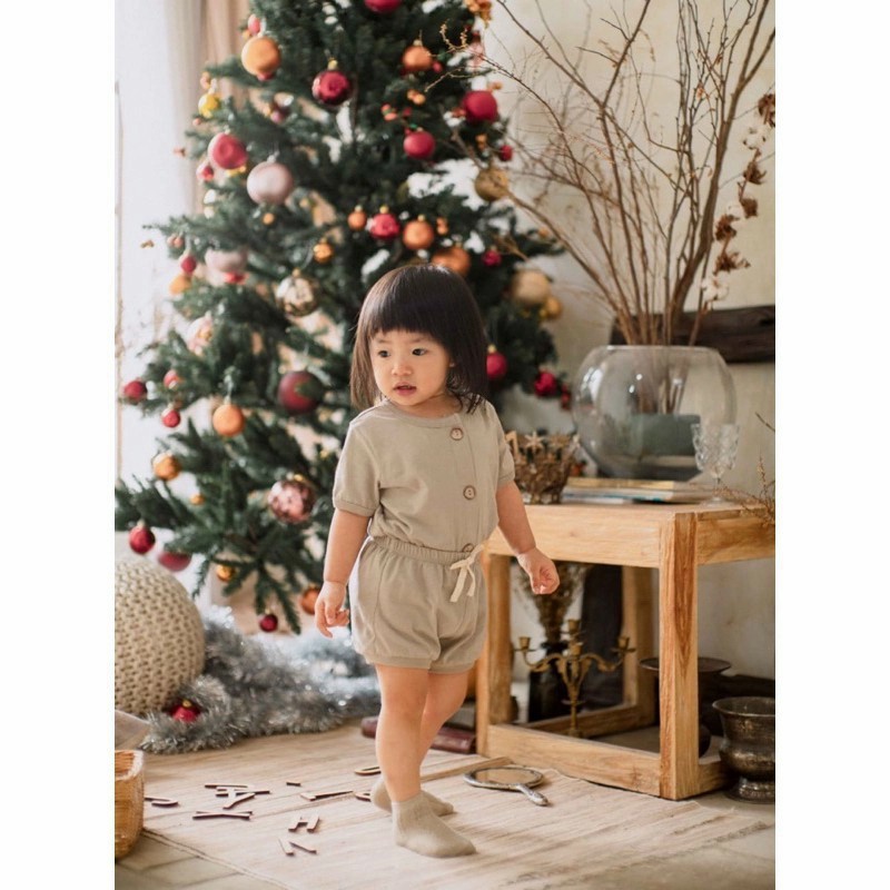 BohoBaby BAE SET BohoPanna / Boho Setelan Baju Kancing Depan PENDEK + Celana PENDEK Anak - NEW