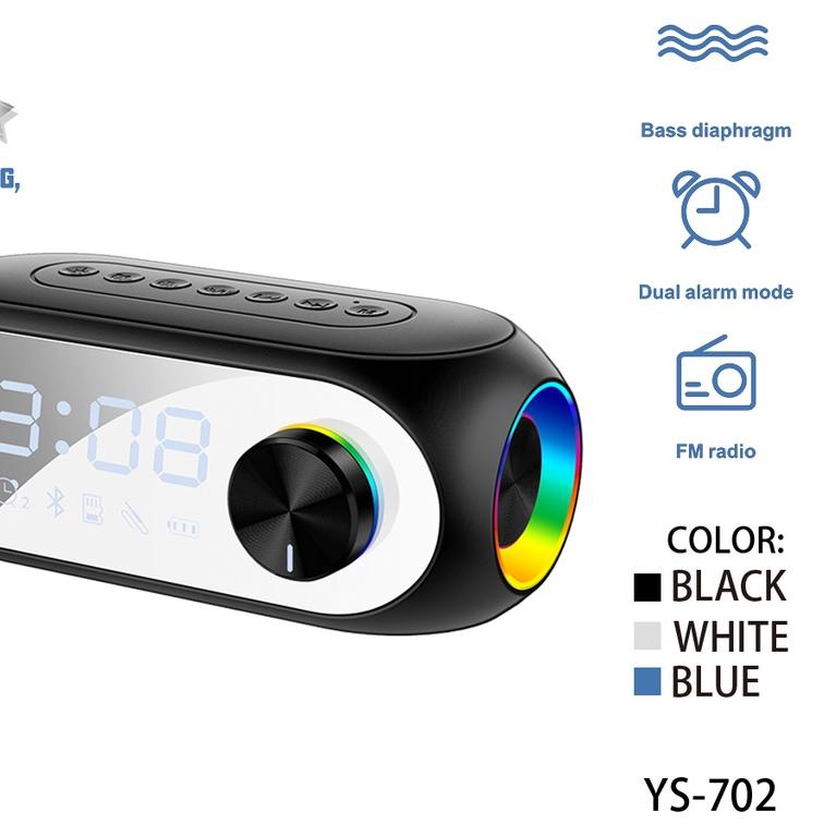 YESPLUS YS-702 Speaker Bluetooth LED Two Alarm Clock Night Light
