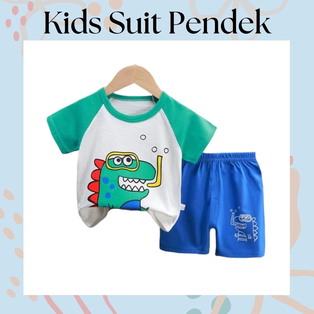 LittleAaron KIDS SUIT PENDEK Setelan Anak Bahan Kaos Lengan + Celana Berkualitas Import ebv cewek new12