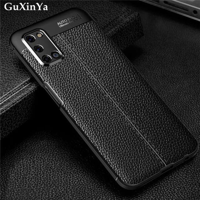 SILIKONE AUTO FOKUS LEATHER CASE KULIT BLACK FOR OPPO A52 / OPPO A92