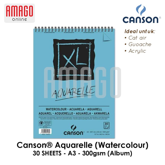 CANSON XL Aquarelle - Watercolor Paper - 30 sheets - A3 - 300g (Album) - 400039171