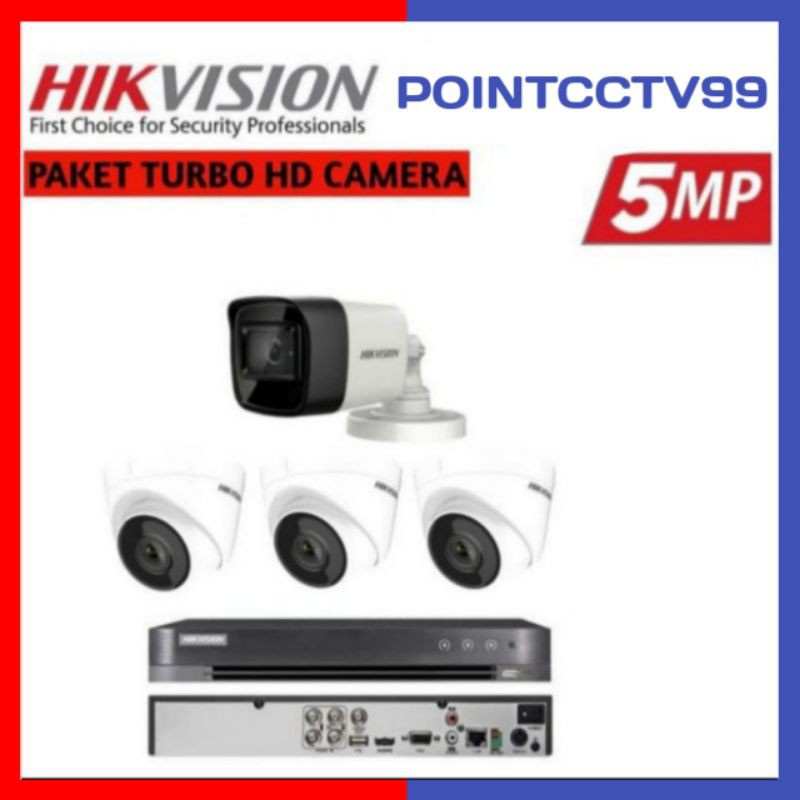 Jual PAKET CCTV HIKVISION 5MP 4 CHANNEL 4 CAMERA TURBO FULL HD 2560P ...