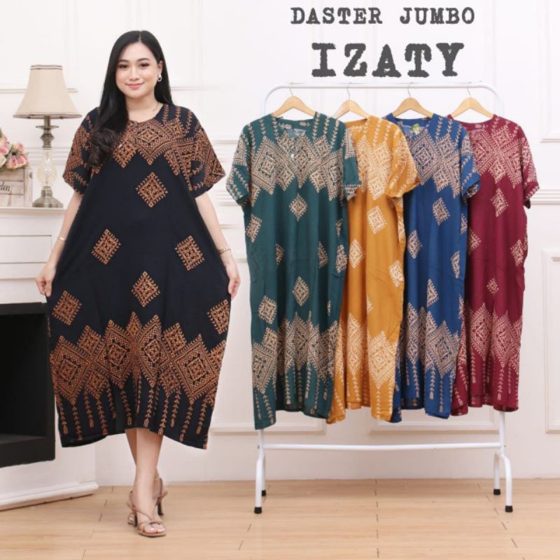 DASTER JUMBO LD 120 CM KANCING DEPAN BUSUI BUMIL BAHAN  SANTUNG RAYON HALUS ADEM BAJU TIDUR IBU LENGAN PENDEK BANYAK MOTIF-DSJ IZATY