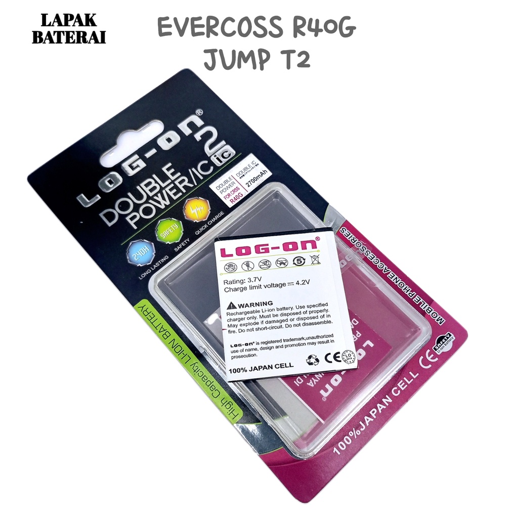 LOG  - ON Evercoss R40G Jump T2 Baterai Double IC Protection Battery Batre