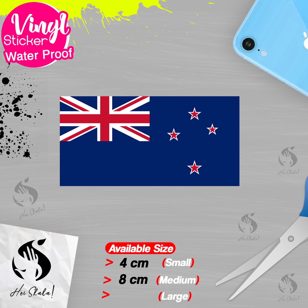 

Stiker New Zealand Selandia Baru Sticker Vinyl Satuaan Motif Bendera Negara Dunia Bahan Anti Air