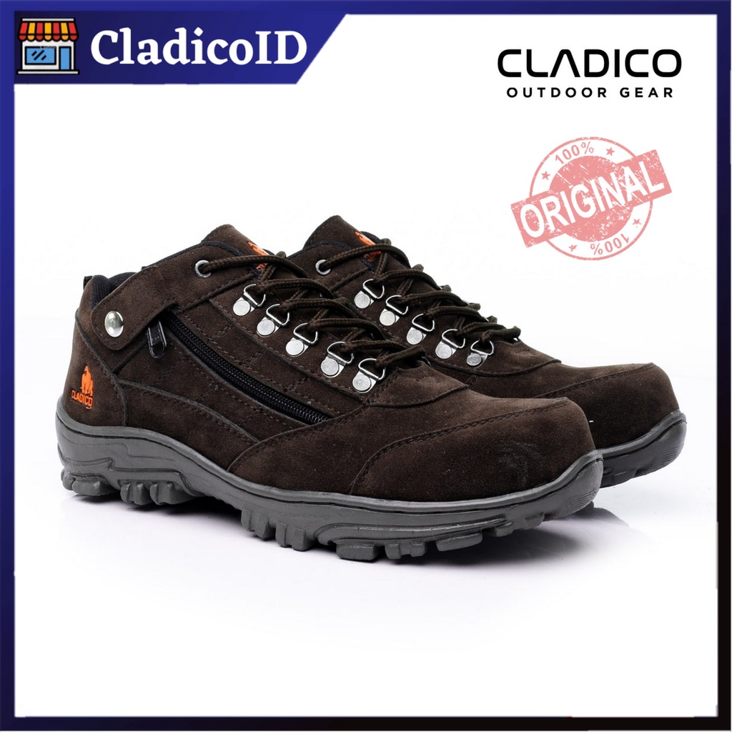 CLADICO Safety Pria Hiking Outdoor Kerja Lapangan Sefty Shoes Ujung Besi Boots High Quality Resleting Zipper Pendek Lion Low Suede