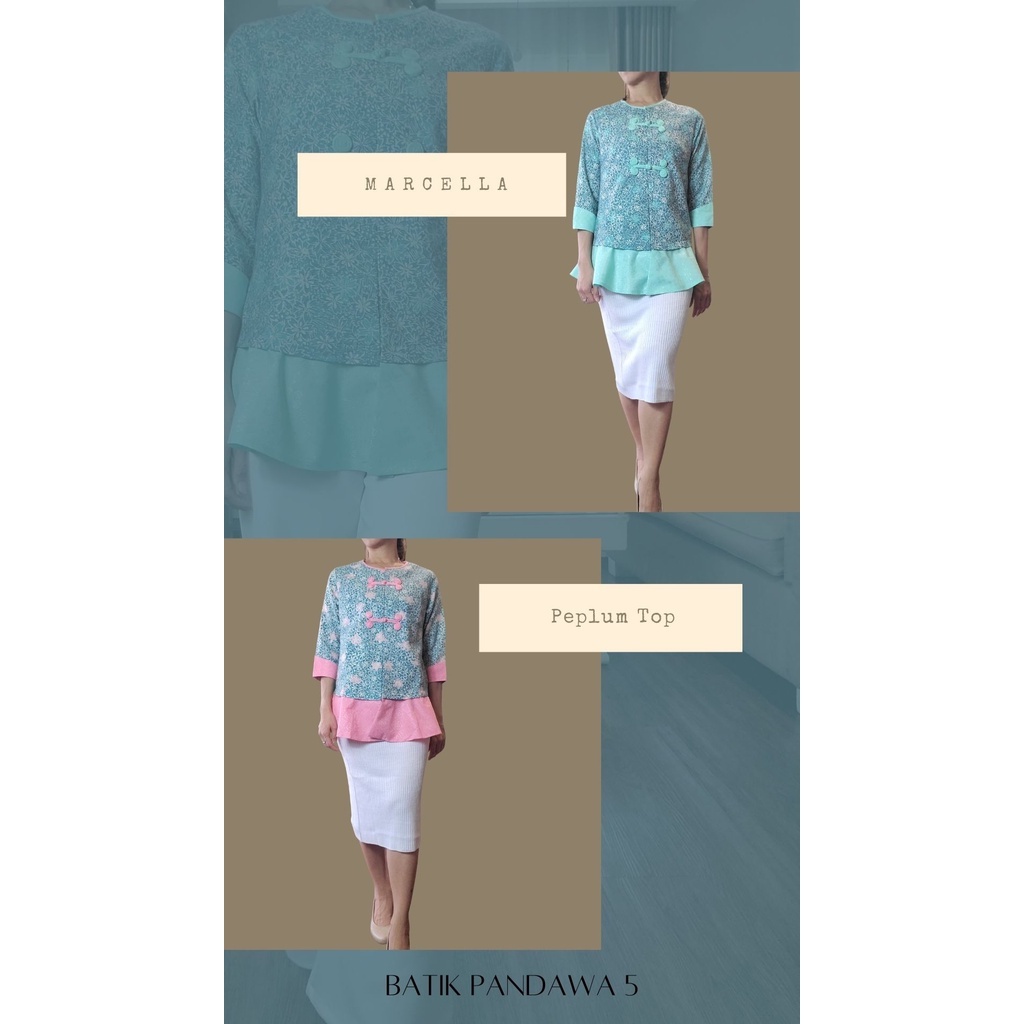 Batik Pandawa5 | Blouse batik Marcella/ Blouse batik peplum/ Top batik peplum/ blouse batik pastel