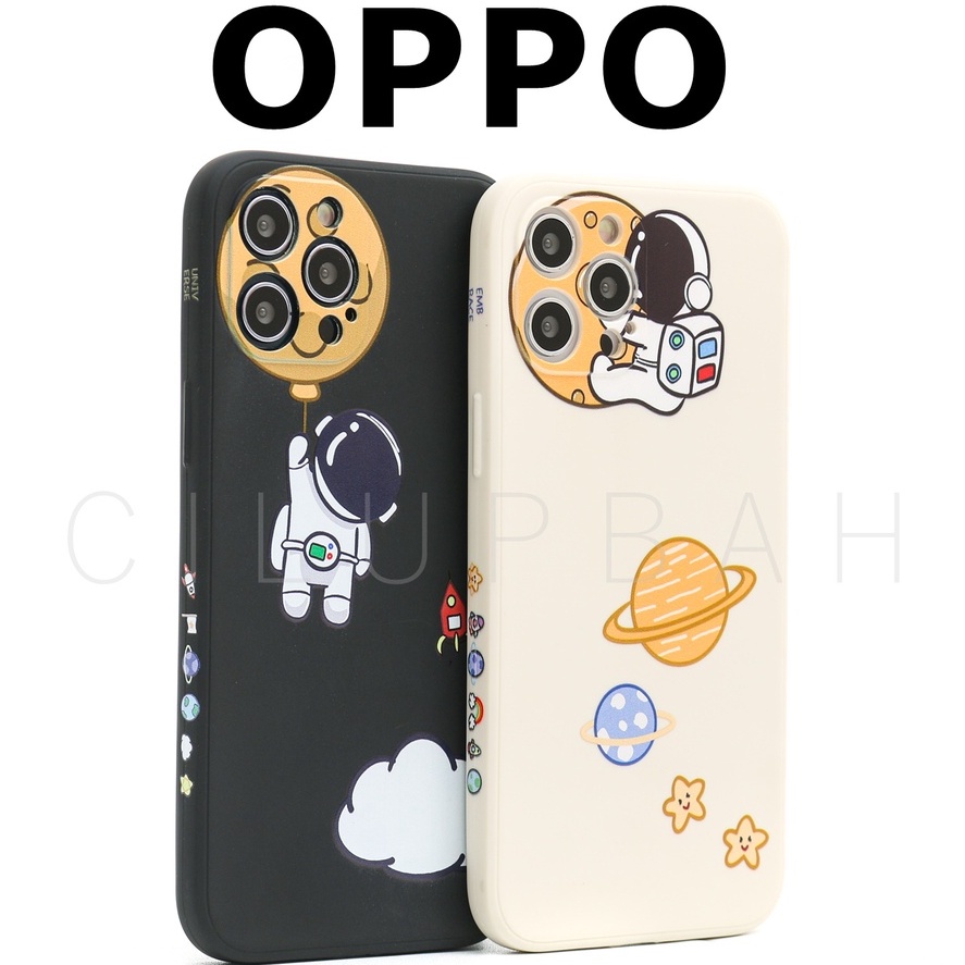 Soft Case OPPO RENO A1K A3S A5S A37 A71 A33 A31 A52 A54 A74 4F Astronot Cute Couple Cartoon Edge Lens Cover