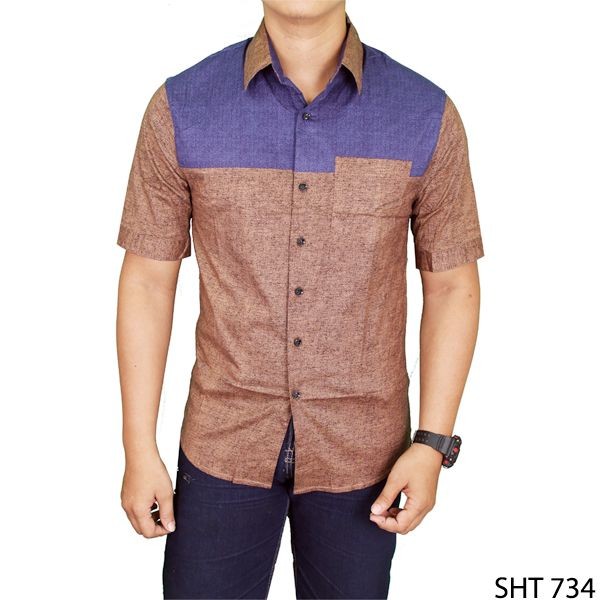 Men’S Formal Plain Shirts Katun Coklat – SHT 734