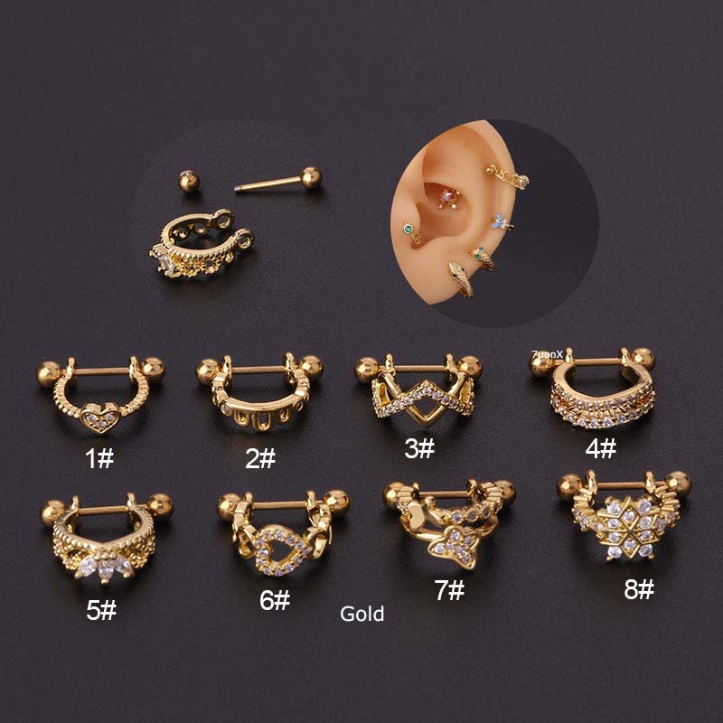 1pc Anting Tindikpiercing Wanita Bentuk Barbell Helix Lurus 20gauge