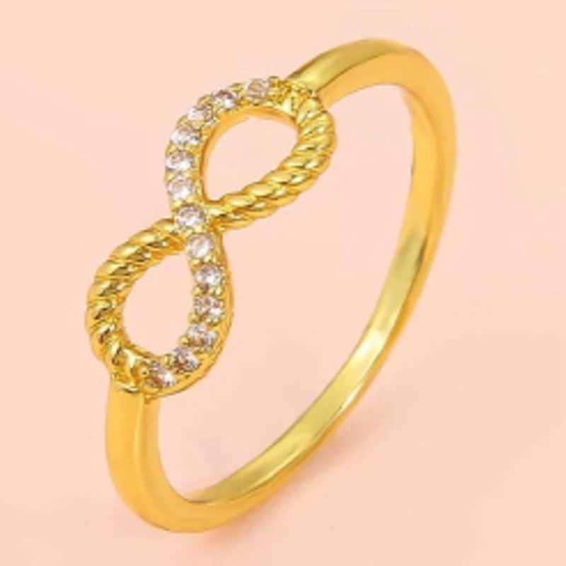 Cincin Pernikahan Bahan Sterling Silver 925 Plating Gold 18k Desain Hati Ganda Hias Permata Untuk Wanita