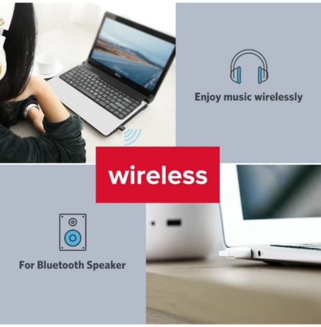 UGREEN Original Wireless USB Bluetooth 4.0 Dongle Audio Receiver Transmitter untuk PC Laptop