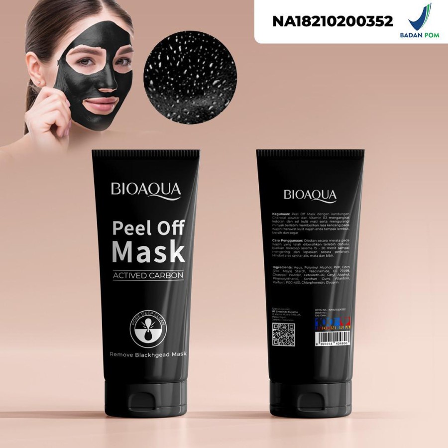 BIOAQUA PEEL OFF MASK ACTIVED CARBON - MASKER ARANG BIOAQUA BPOM