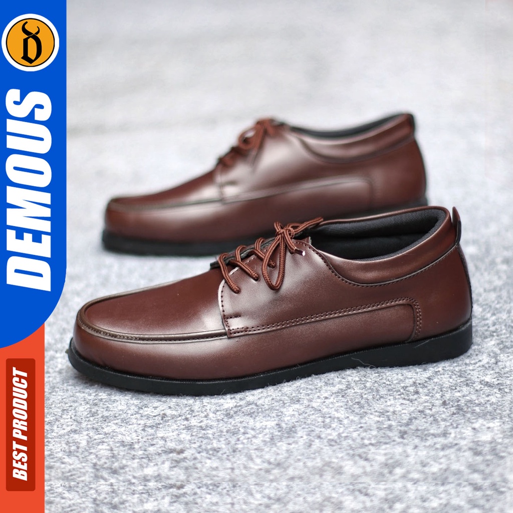 Sepatu Formal Pria Sepatu Casual Pria Kulit Pu Tali Sepatu Pantofel Kerja Kantor Kuliah Kondangan Sepatu Hitam Pria  DEMOUS MONZRE