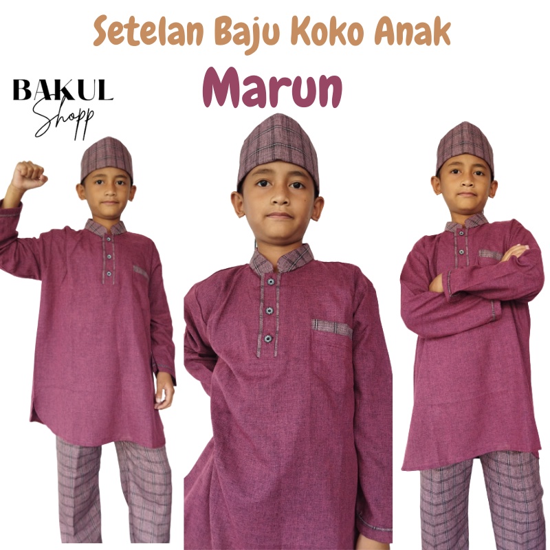 Bakul Shopp Fashion Busana Muslim Setelan Koko Anak Laki-laki Motif terbaru 2022 Usia 3-15 Tahun bahan Katun Madinah Premium