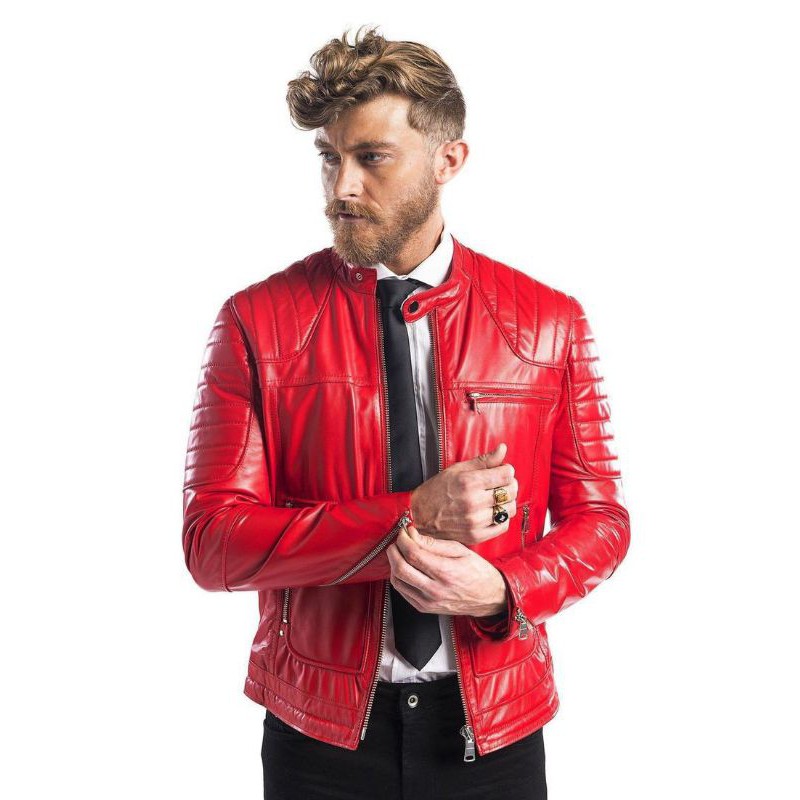 JAKET KULIT ASLI DOMBA | JAKET KULIT PRIA | JAKET KULIT SUPER ORIGINAL WARNA MERAH