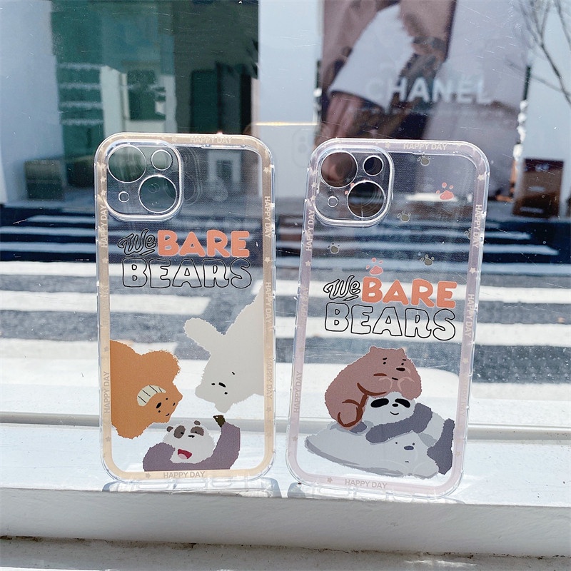 Soft Case Tpu Transparan Anti Jatuh Motif Kartun Bare Bear Untuk Iphone 11 12 13 Pro Max 7 8 Plus X Xr Xs