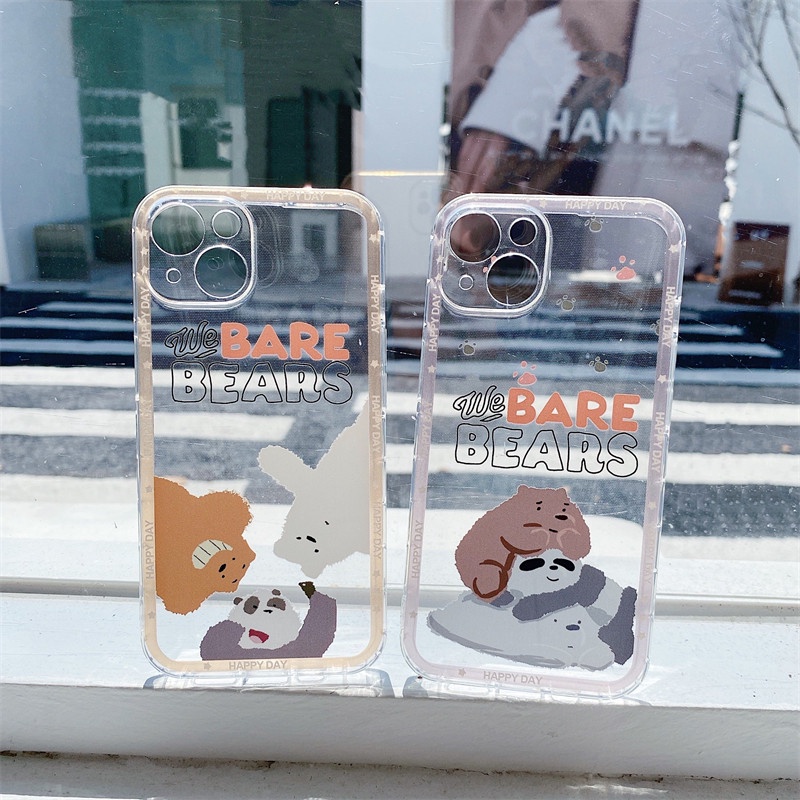 Soft Case Tpu Transparan Anti Jatuh Motif Kartun Bare Bear Untuk Iphone 11 12 13 Pro Max 7 8 Plus X Xr Xs