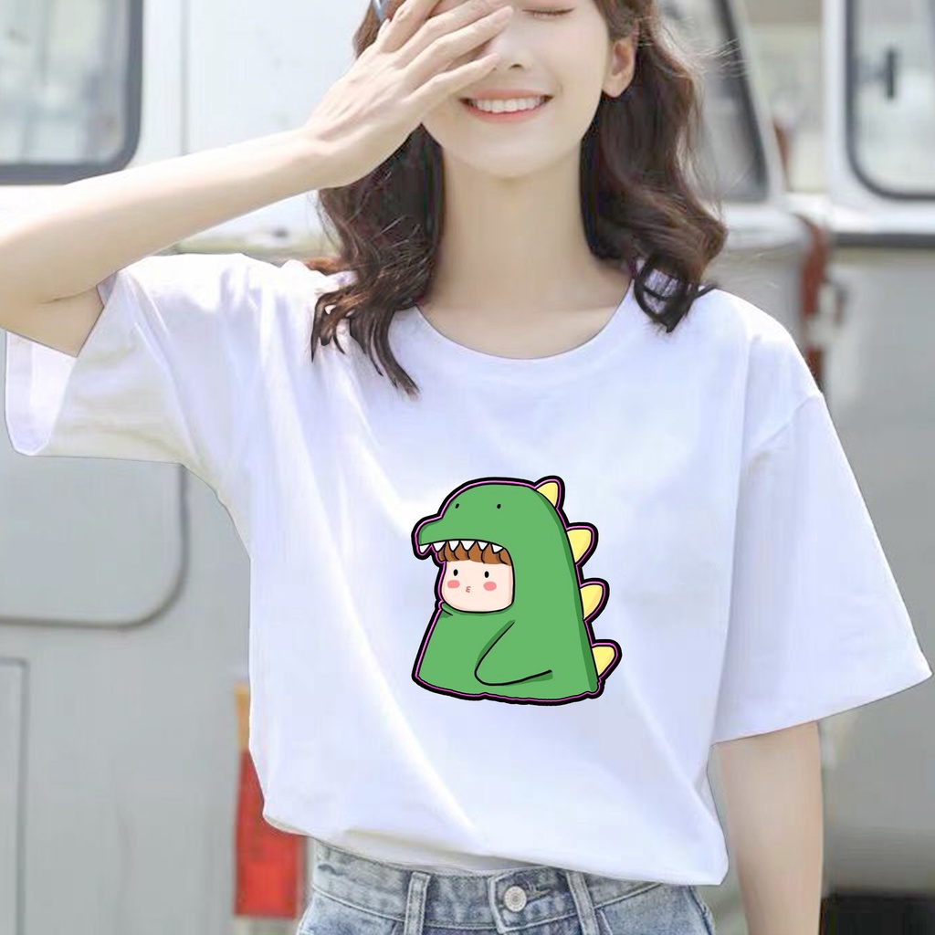 CALVIERO SHOP - BAJU KAOS ATASAN WANITA PRINT DINO GIRL