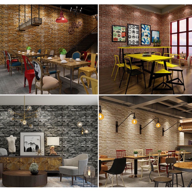 Big Size 70x77cm Wallpaper Dinding 3D ​Motif Batu Bata Putih Sticker Dinding Dekorasi Kamar ​murah Perekat Diri-7