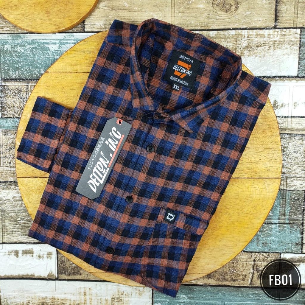 Kemeja Flanel Pria Lengan Panjang XXL 3XL|Atasan Size Big Size Kameja Cowok Panel Distro Surfing FB01