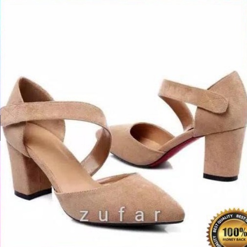 TRANSVERSE HEELS WANITA/HAK TAHU/BIGHEELS WOMEN SHOES/HEELS DENGAN PEREKAT VELCRO