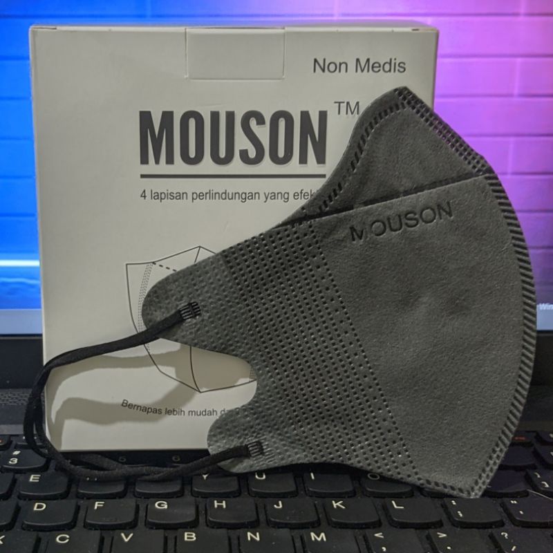Masker 4ply Duckbill Mouson , Duckbill Careindo emboss Medis cantol earloop 3ply sensi biru hitam hi