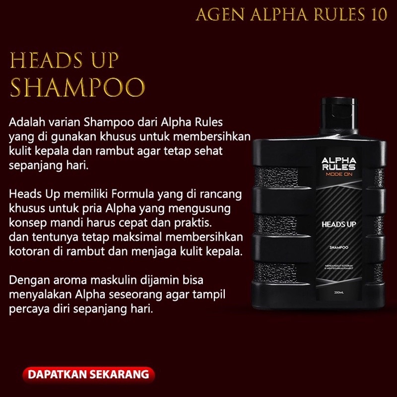 ALPHA RULES HEADS UP SAMPO SHAMPO SHAMPOO RAMBUT PRIA PERAWATAN RAMBUT PRIA ALPHARULES