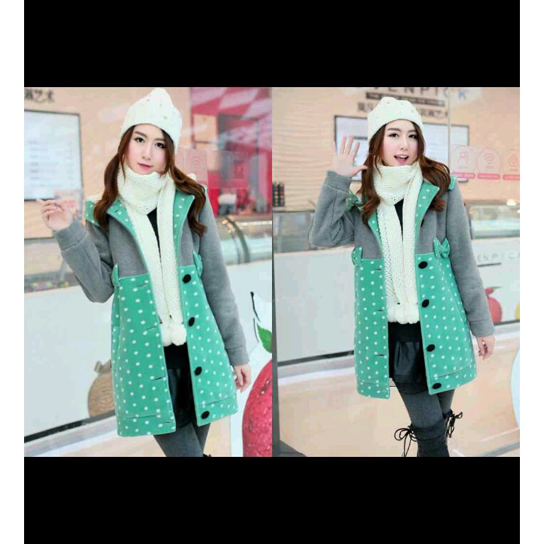 iPakaiani Jaket iWanitai Long Polka Abu Tosca iShopeei Indonesia