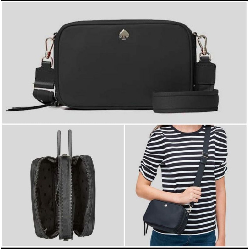 kate spade camera bag zip black
