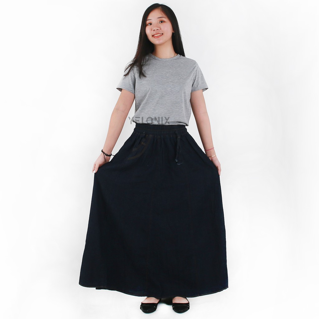 YELONIX - Jeans Rok PCH 8 / Rok Wanita / Deninm Panjang