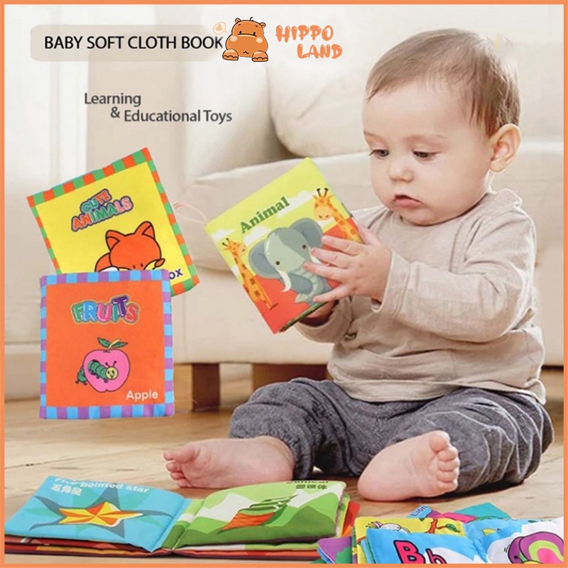 HIPPO LAND CLOTH BOOK / buku bantal bayi / buku cerita bayi bahan kain anak/ pillow book 83