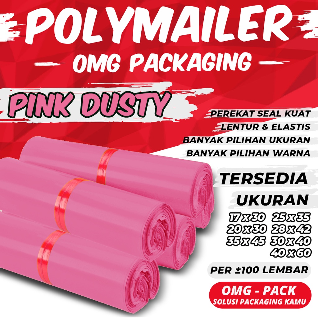 Jual Plastik Polymailer Pink Premium Tebal Kantong Amplop Packing Olshop Warna Perekat Custom 6286