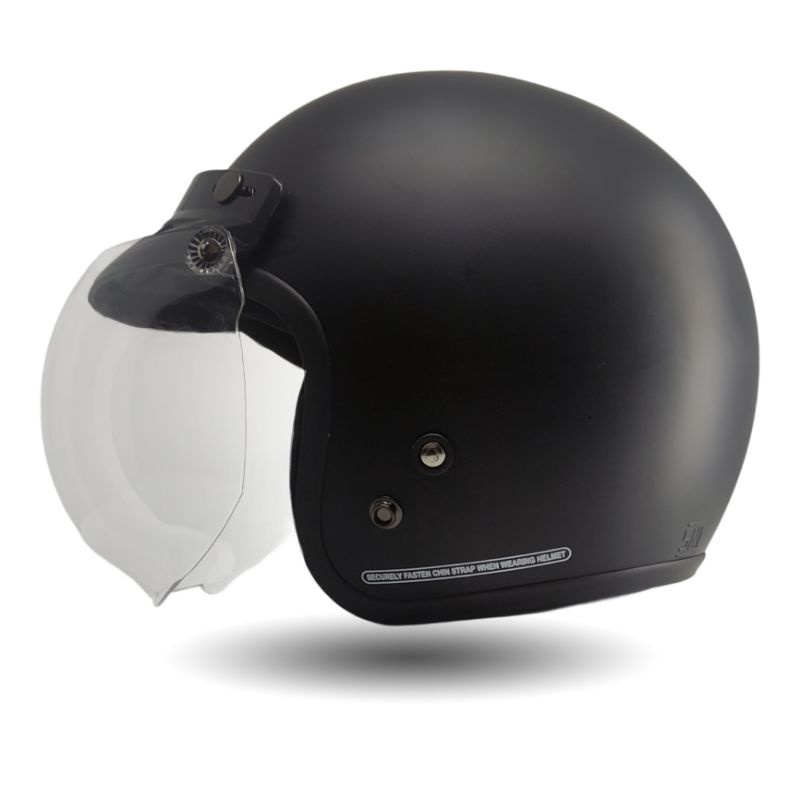 HELM BOGO RETRO BLACK DOFF MOTOR SNI