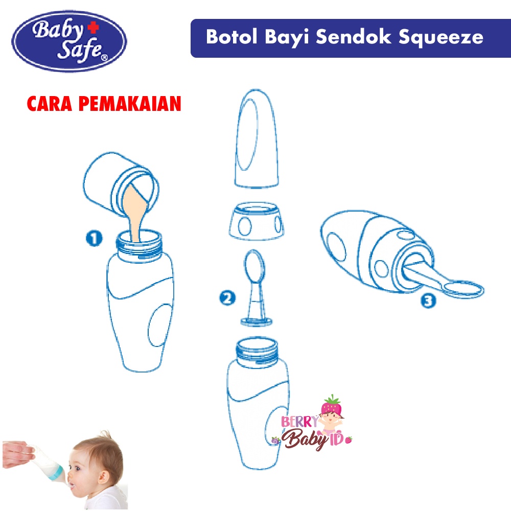 Baby Safe Botol Sendok Bayi Bottle Spoon Soft Squeeze BBS011 Berry Mart