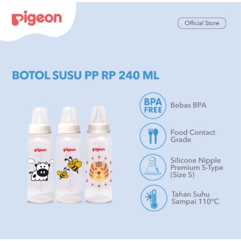 Pigeon Baby Bottle PP RP 240 ml Buy 2 Get 1 Free/Botol Susu Bayi