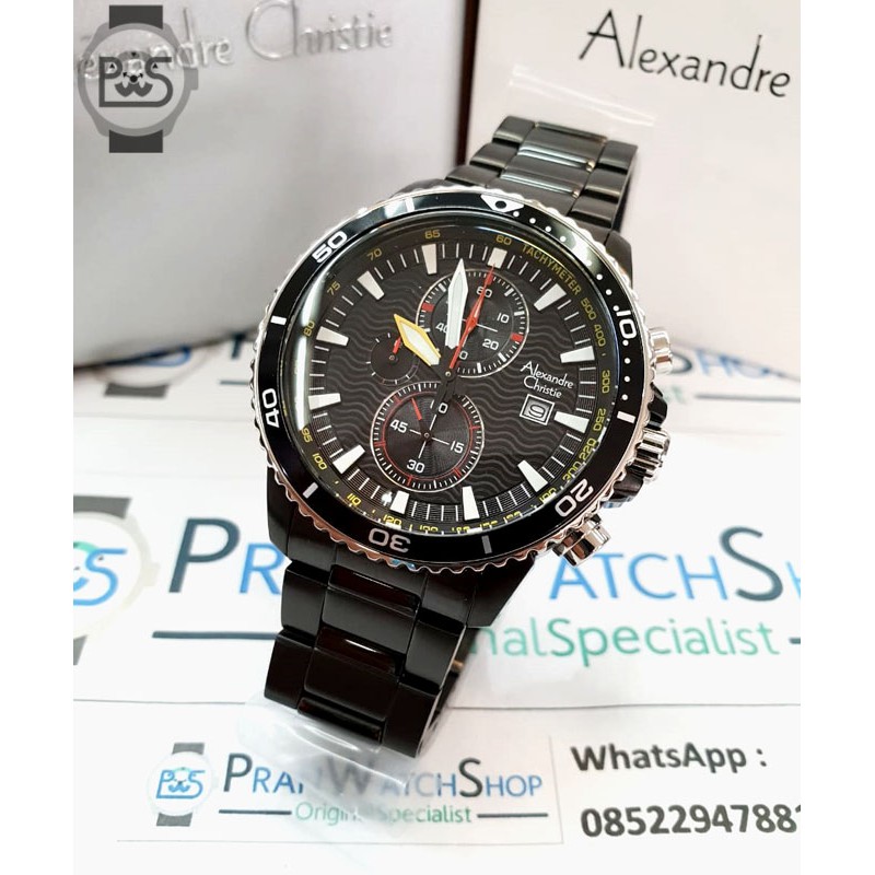 Jam Tangan Alexandre Christie AC 6482 MC Chronograph Hitam Pria Original Garansi Resmi 1 Tahun