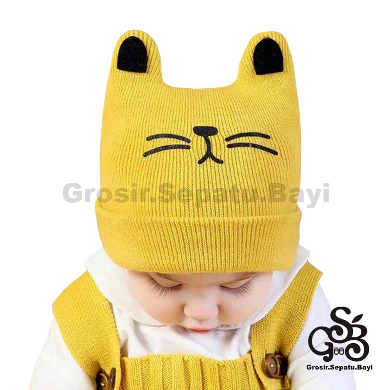 topi bayi kupluk bayi newborn model telinga kucing lucu usia 3bulan-2tahun