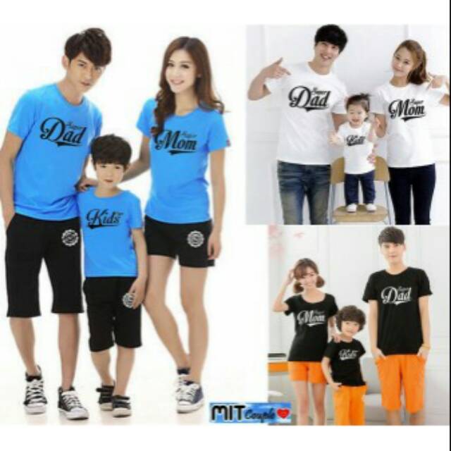  Kaos  couple  family super mom dad kid lengan  pendek  baju 