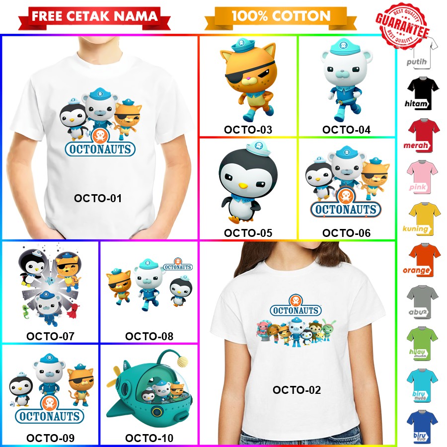 [FREE NAMA!!] Baju Kaos ANAK DAN DEWASA OCTONAUTS BANYAK MOTIF