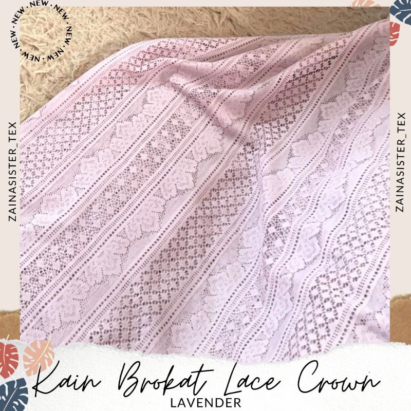 Kain Brokat Lace Crown Warna Lavender Ungu Muda