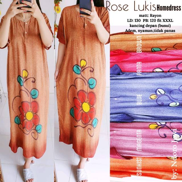 Daster Rose Lukis Homedress by Ndoro Jowi