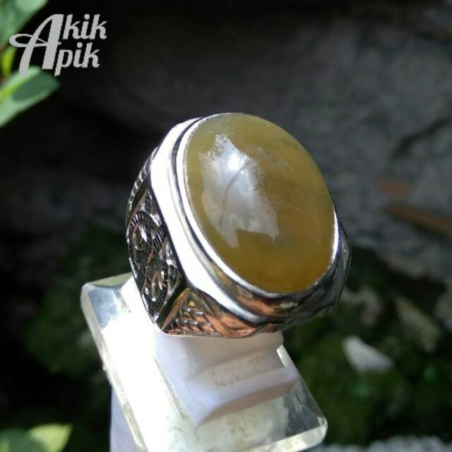 Cincin Pria Batu Akik Lumut Way Kanan Top Kristal HQ Langka
