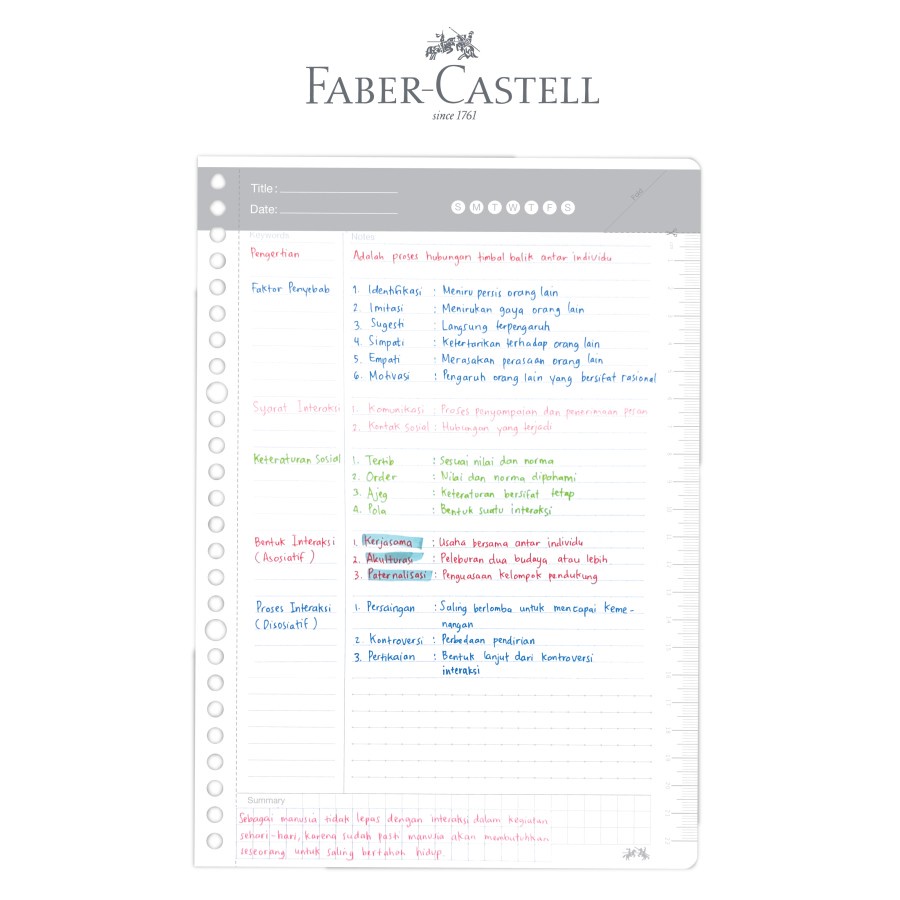 Loose Leaf Digital Faber Castell B5 Isi 50lmbr Garis Khusus