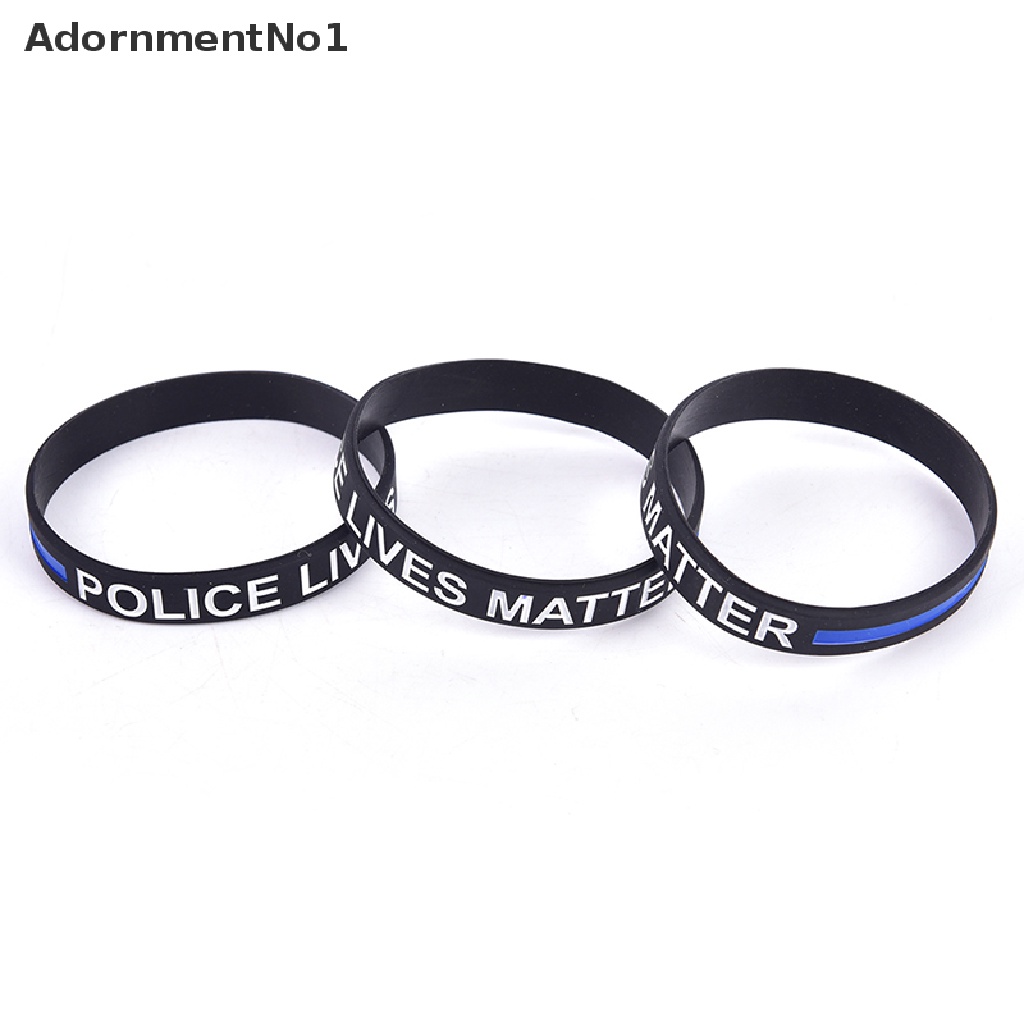 (AdornmentNo1) Gelang Tangan Karet Tipis Warna Hitam / Biru Untuk Aksesoris Wanita / Polisi