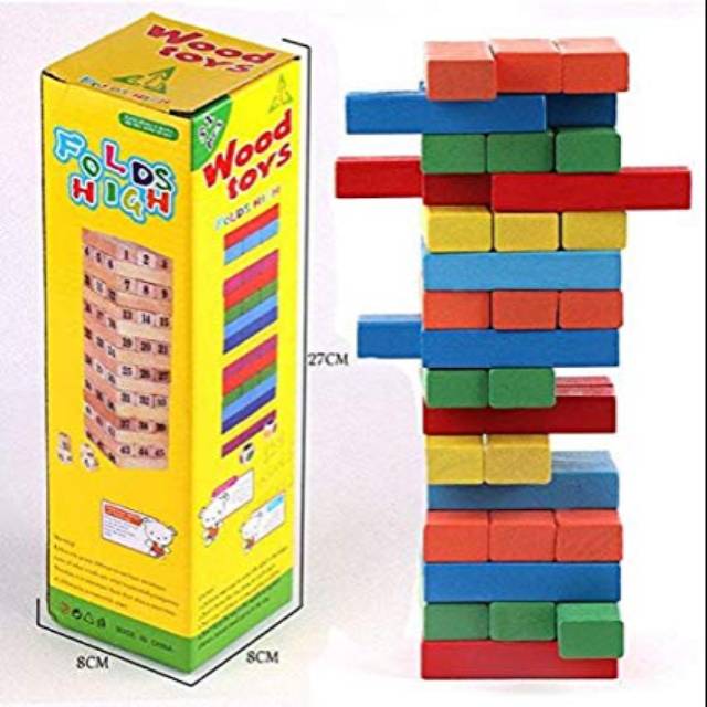 WOODEN JENGA COLOR UNO STACKO KAYU MAINAN KAYU SUSUN WOODEN JENGA COLOR UNO STACKO KAYU MAINAN KAYU SUSUN