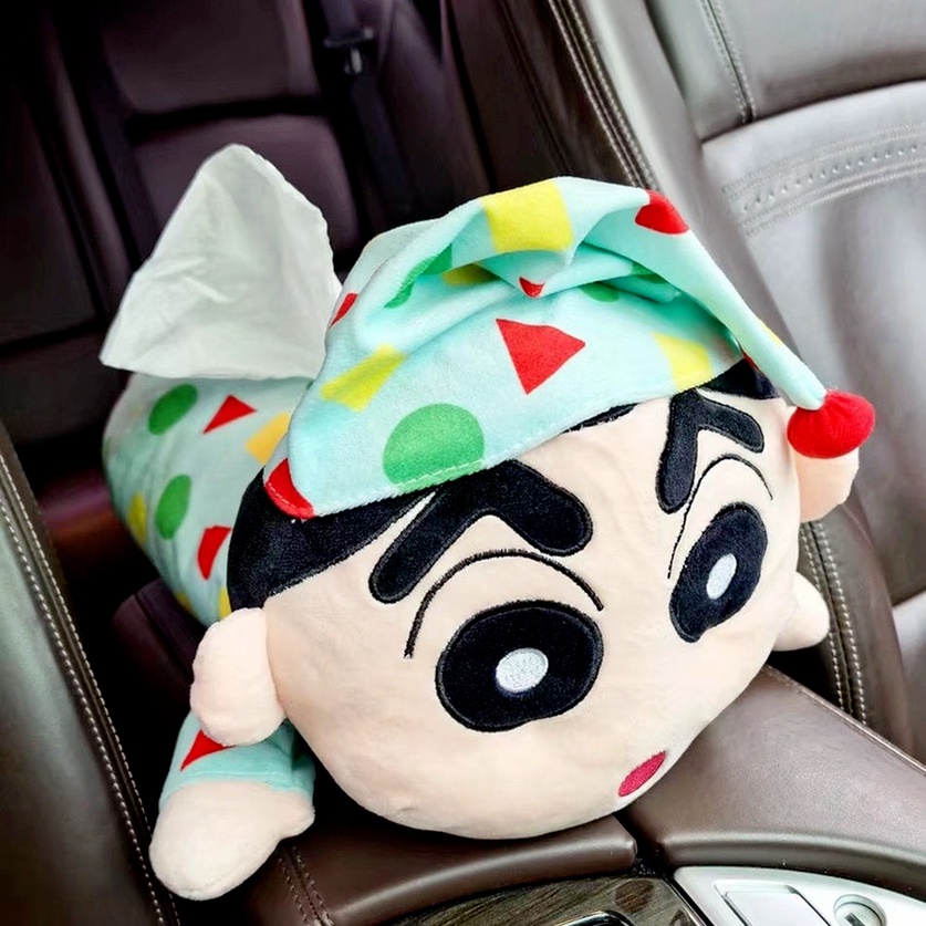 (Hot Sale) Boneka Plush Crayon Shin-chan 40cm Dengan Kotak Tisu Untuk Dekorasi Kamar Anak