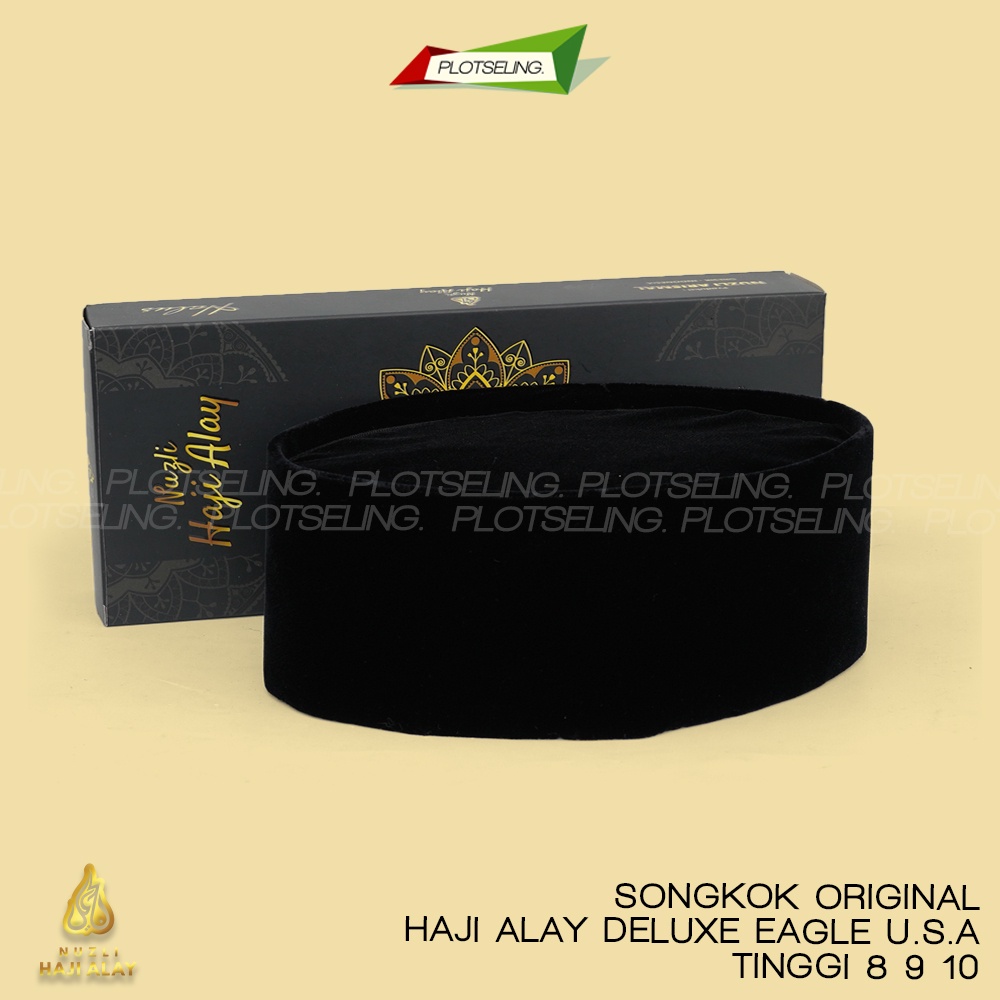 Songkok Premium HAJI ALAY DELUXE AC Tinggi 7 8 9 10 Peci Sholat Ukuran Anak Laki Pria Dewasa Santri Pesantren Kopiah Solat Pendek Full Beludru Hitam Polos Kopyah Shalat Motif Bordir Batik Nama NU Non Jumbo Kopeah Bulat Putih Susun Nasional Original Ori